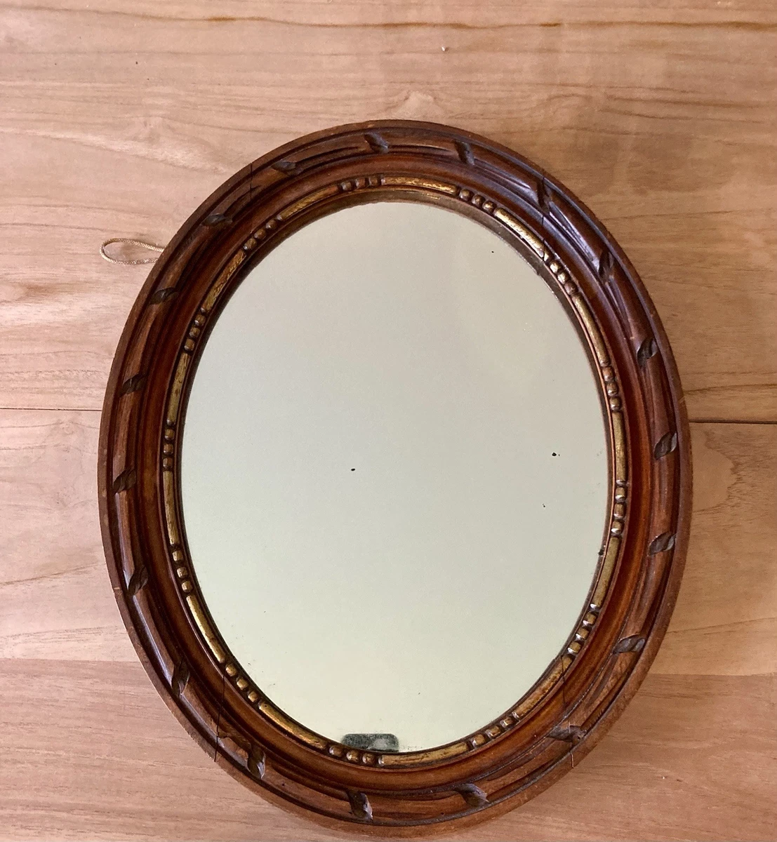 Miroir De Sorcière Ovale - Bois Teinté - 26x30 Cm