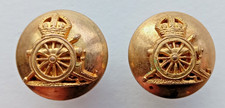 2  x Kings Crown Royal Artillery Officers Mounted 19mm Mess Dress Gilt Buttons