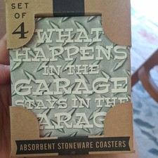 Set of 4 Absorbent Stoneware Square Coasters ...