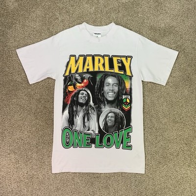 Bob Marley T-Shirt Mens Medium White One Love Shaka Wear Rasta Reggae Music