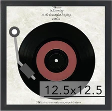 Wood Vinyl Record Frame for the Wall, Display 12.5X12.5 Album Cover and 12X12 LP