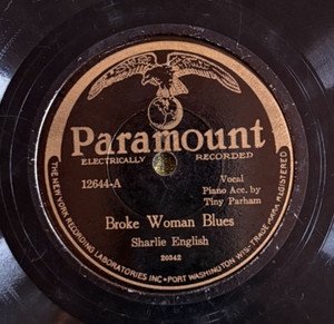 Paramount 12644 Sharlie English BROKE WOMAN Blues 78rpm 1928 V+ HEAR