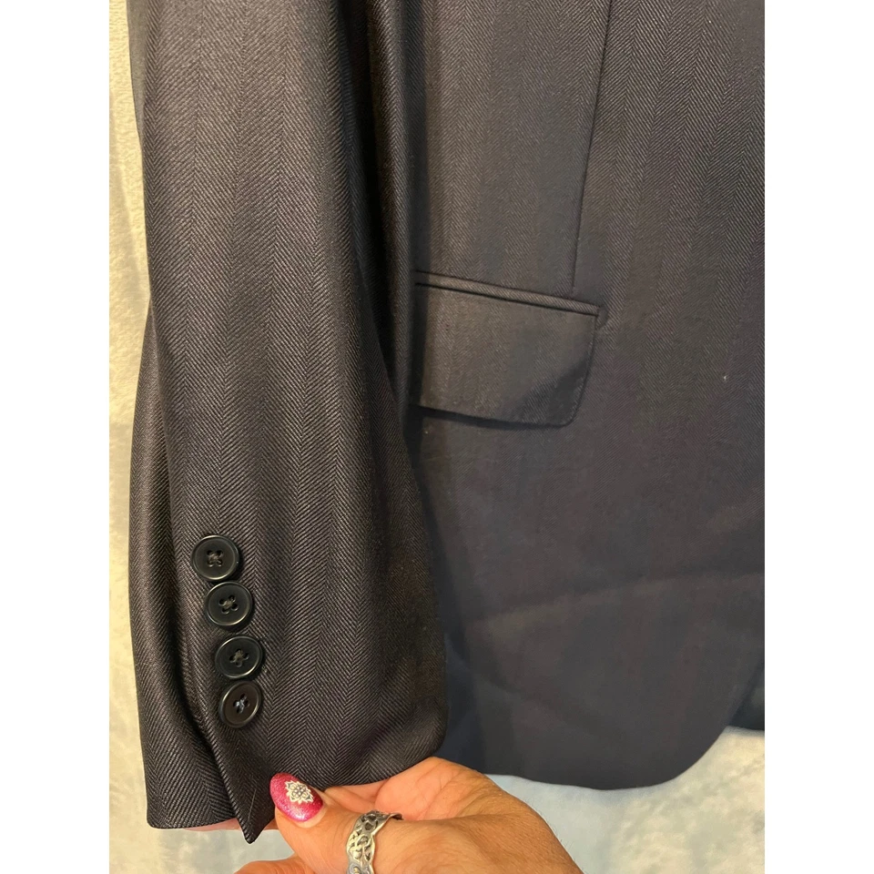 Blazer Ermenegildo Zegna Trofeo Lana Seda 54L Hecho en Suiza Azul Marino Espiga Chaqueta Foto 3 de 4