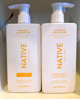 Native ALMOND & SHEA BUTTER Strengthening Shampoo & Conditioner 16.5 oz Set