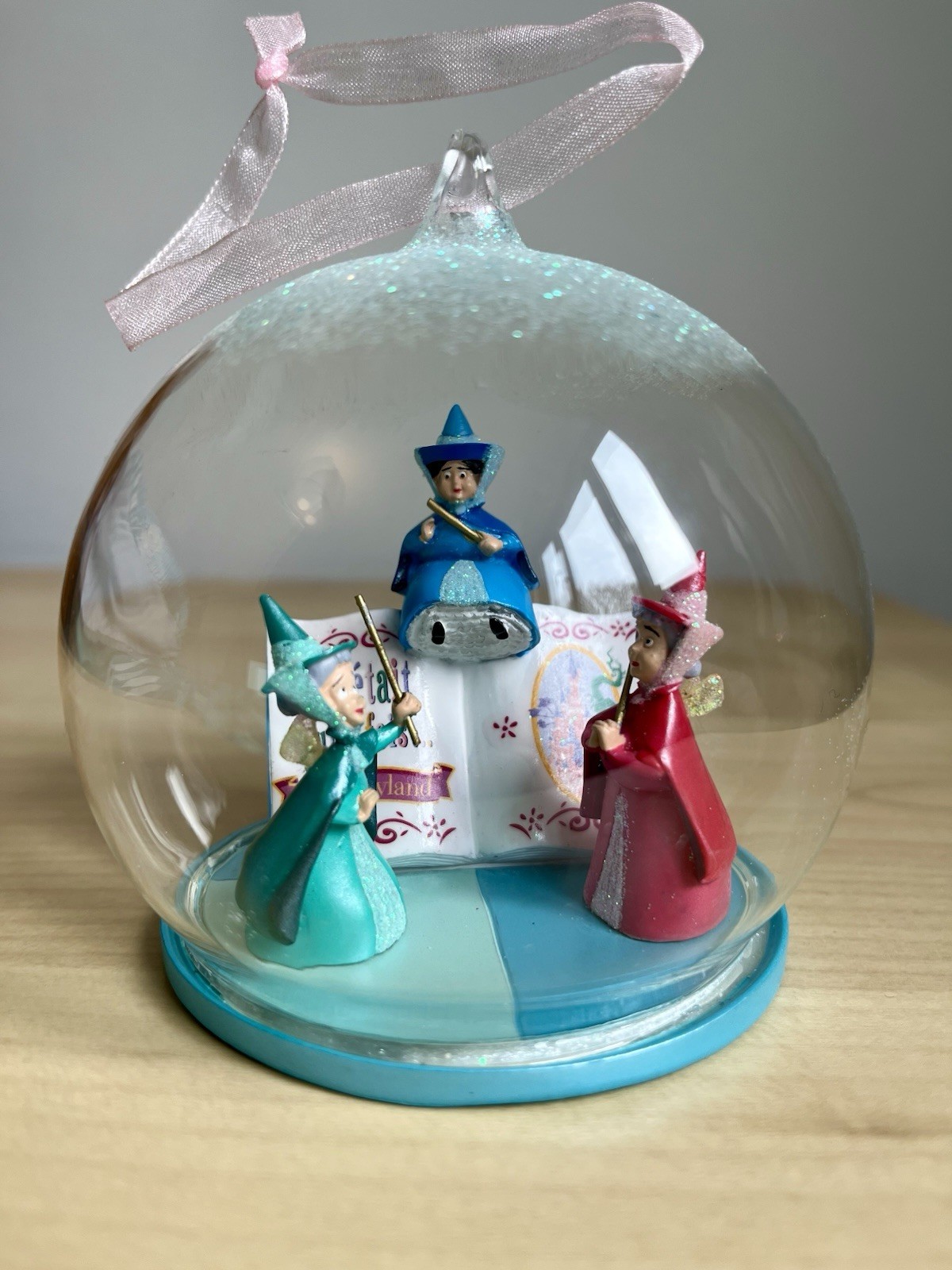 Disney 3 Fairies Sleeping Beauty Ornament Within Glass Bauble - Disneyland Paris
