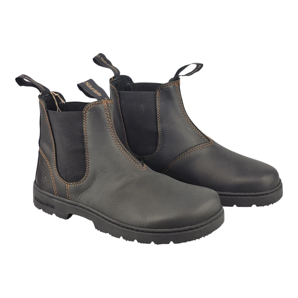 Stivali Chelsea unisex El Naturalista N5262 Nomada Black neri vera pelle piedi nudi - Immagine 3 di 4