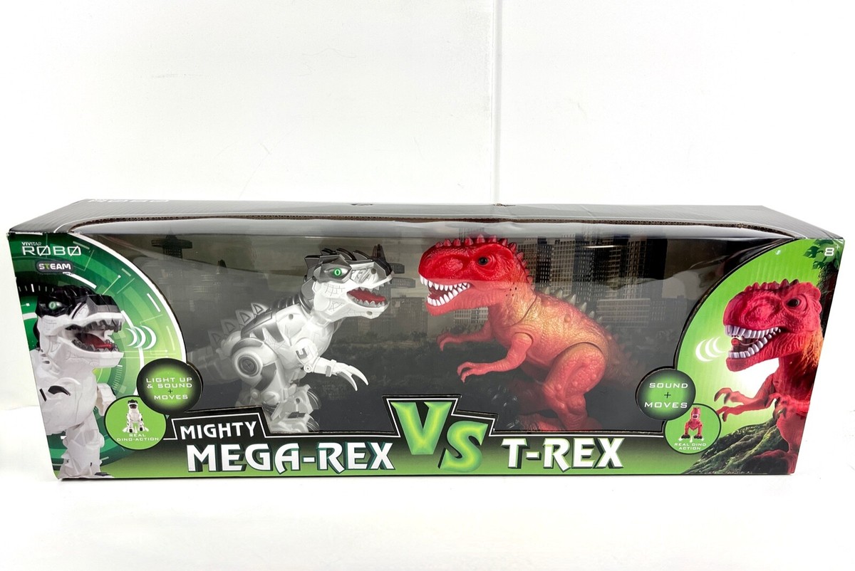 Vivitar Robo Mighty Mega Rex Vs T-Rex Lights Up, Sounds & Moves