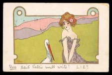 Raphaël Kirchner (Nini Hager) • Girls with Animals: Pelican • Dell'Aquila L1-4