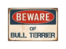 Beware Of Bull Terrier 8" x 12" Vintage Aluminum Retro Metal Sign VS083