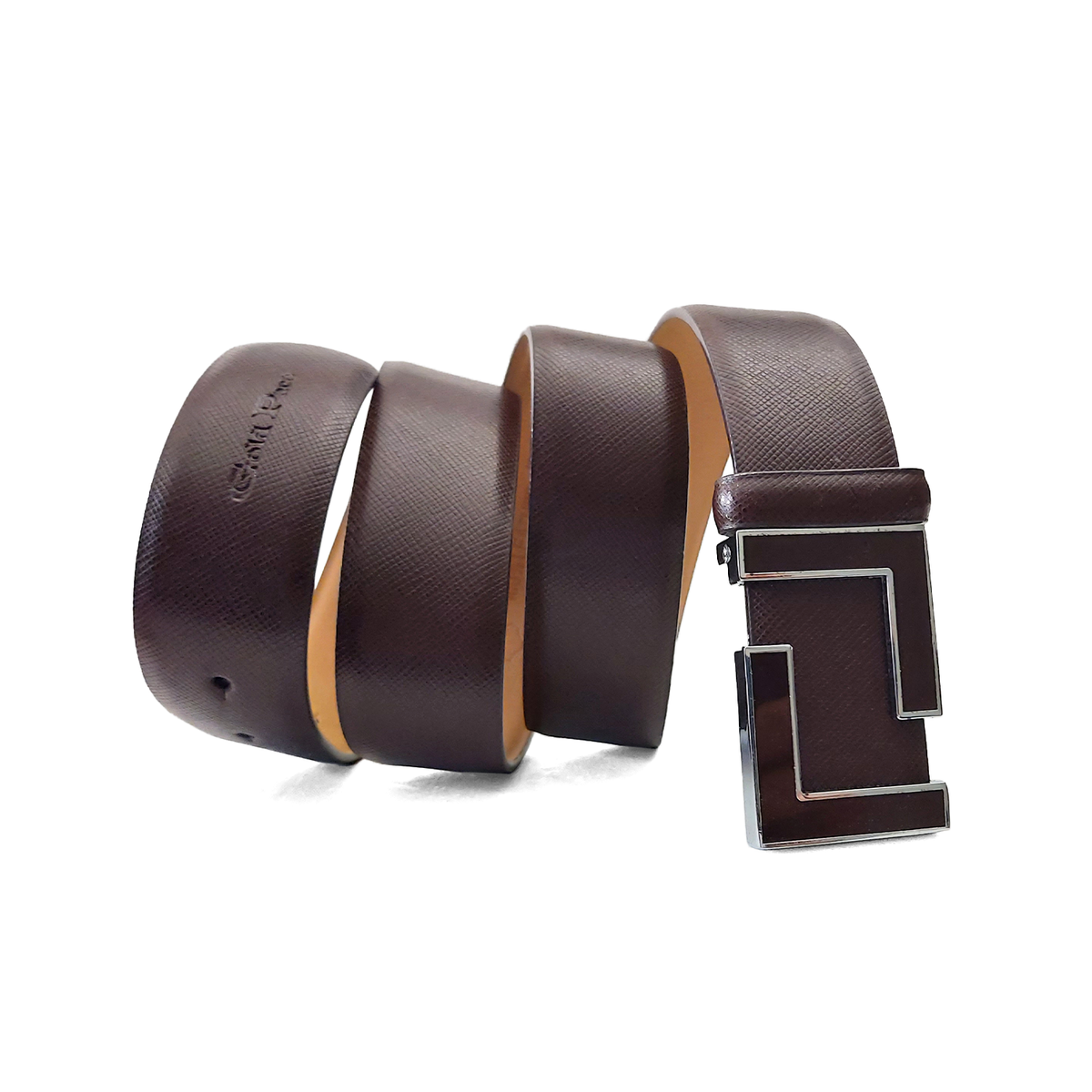 Gold Paco Classic Men's Brown Leather Belt with Stylish Buckle