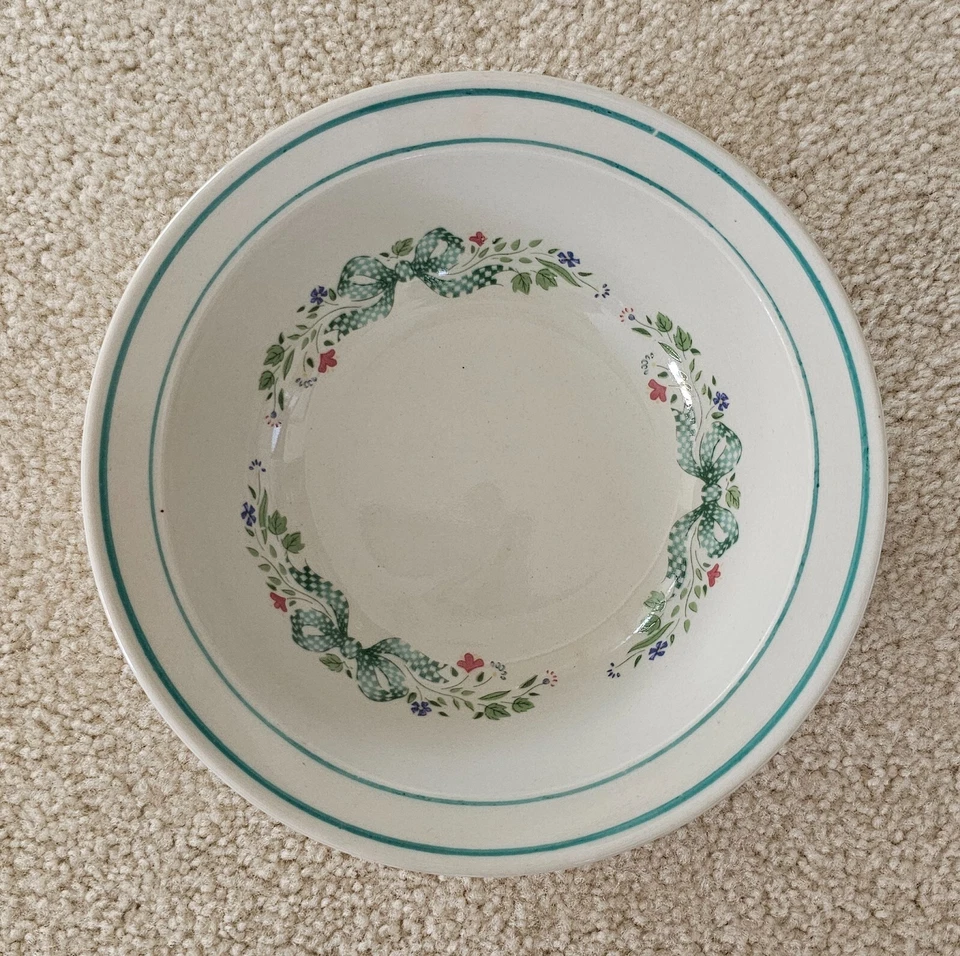 Juego de 6 cuencos de sopa de porcelana de gres Century cinta verde de 7,25" de diámetro/6 Foto 3 de 4