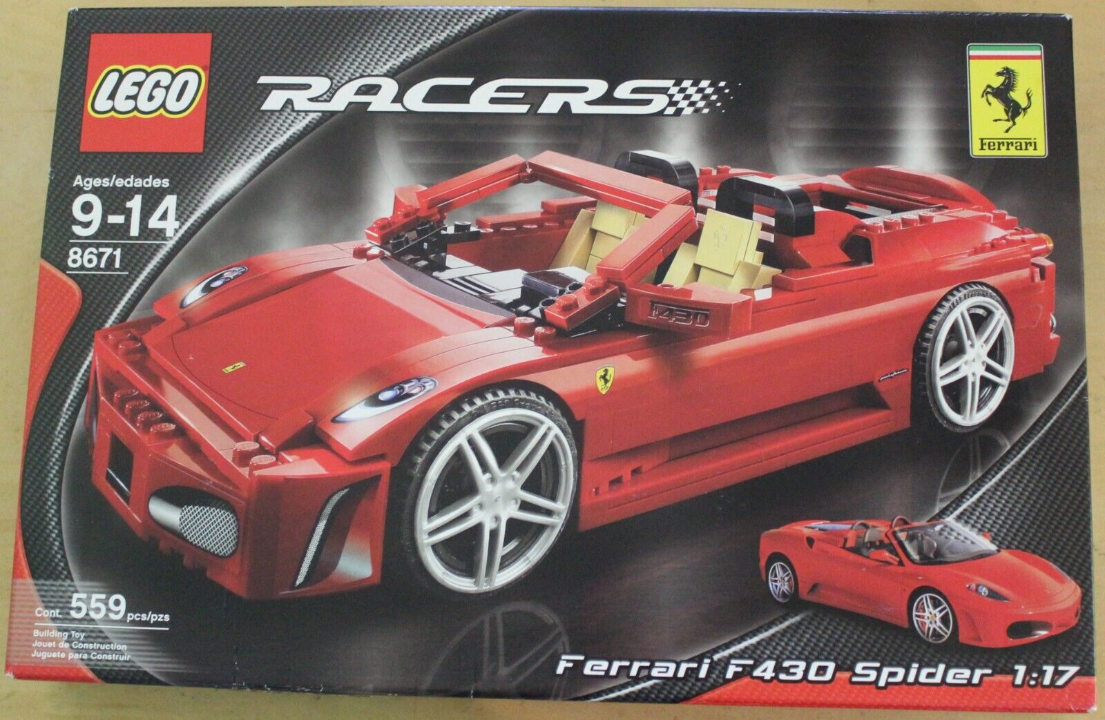 DAMAGED BOX/NEW/SEALED LEGO 8671 Racers Ferrari 430 Spider 1:17 2006