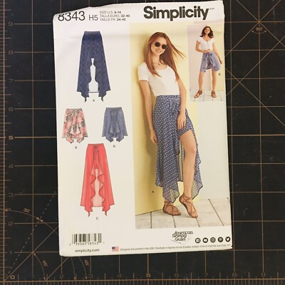 Simplicity 8343 H5 Wrap Front Skirts & Shorts Sz 6-14 UNCUT Sewing Pattern OOP