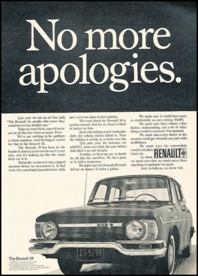 1967 Renault 10 - no more apologies Vintage Advertisement Print Art Car Ad K110