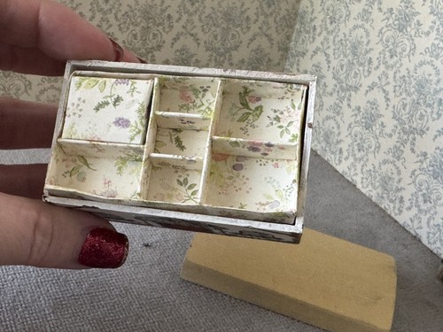 Vintage Artisan Miniature Dollhouse Hand Painted Storybook Cottage Trunk Chest - Picture 10 of 15