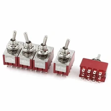 5pcs 4PDT ON-OFF-ON 3 Position Self Locking Toggle Switches AC 250V/2A 125V/6A
