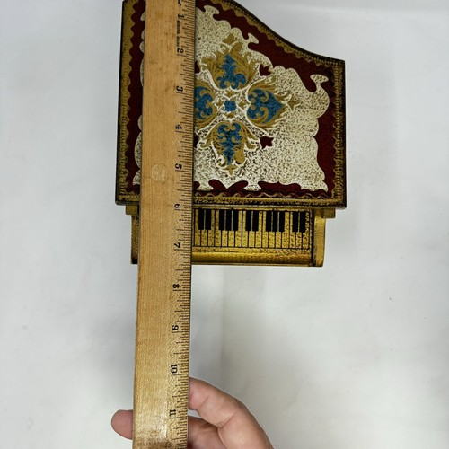 Vintage Toyo Florentine Guild Wooden Piano Shaped Jewelry Music Box Japan WORKS - Picture 18 of 21