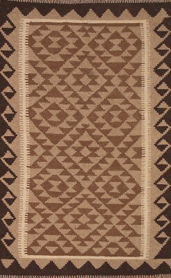 Tribal Brown Kilim Kelim Oriental Rug 3x5 Flatweave Wool