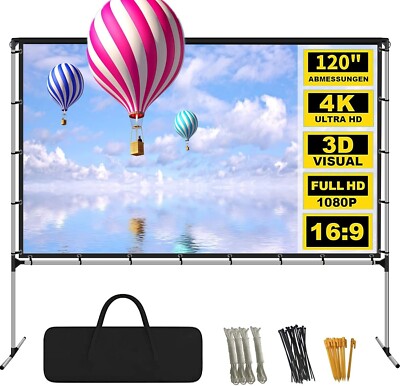 120'' Proyeccion Pantalla 16:9 Proyector Peliculas Para Casa Screen Con Soporte