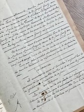 Vintage handwritten legal document in French from 1937, old French property deed