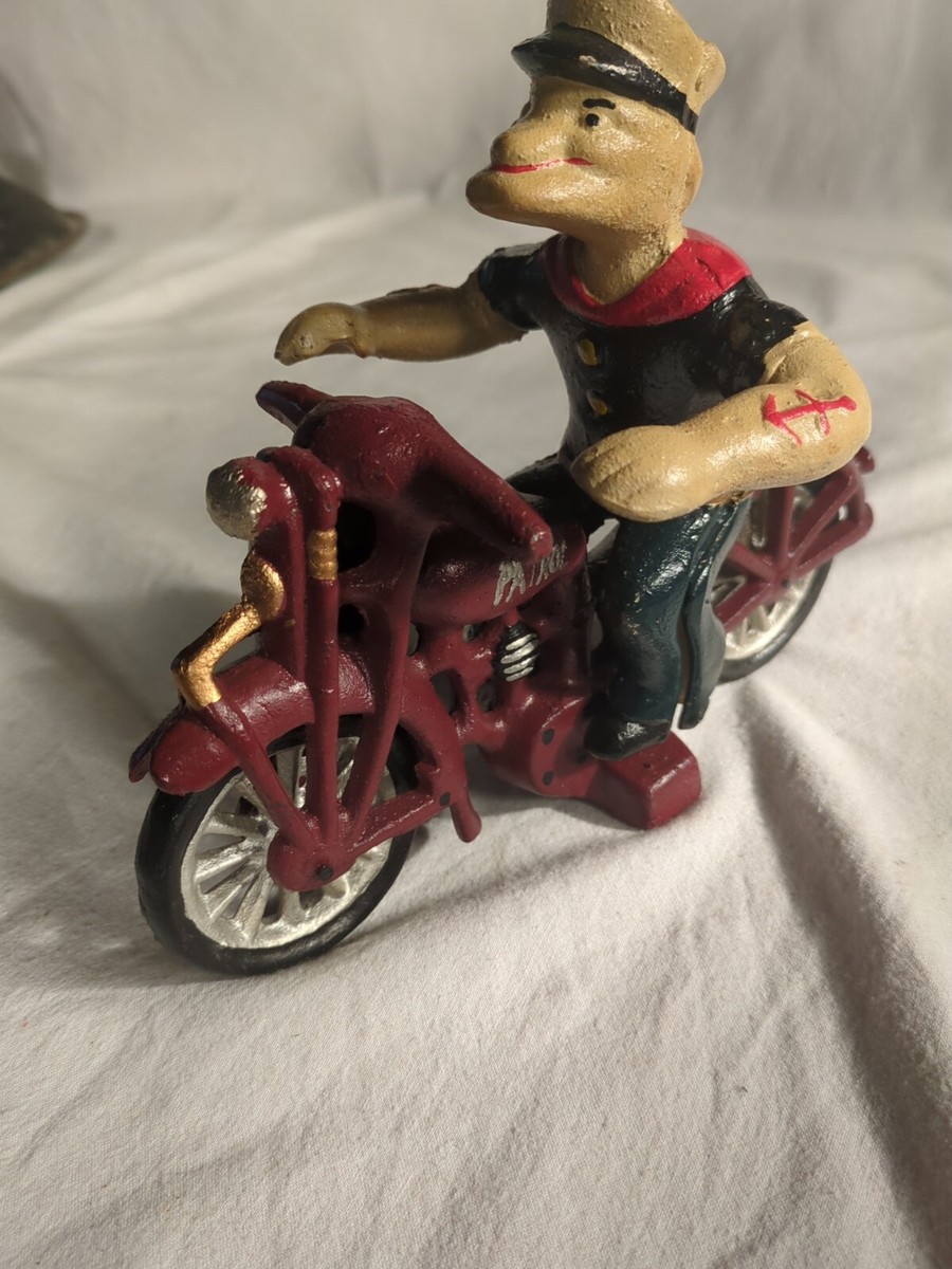 Hubley Cast Iron 1930s Popeye Motorcycle Toy Cast Iron Toy