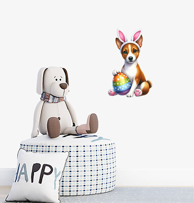 Wandbild Ostern Hund Ei Schlafzimmer Kinderzimmer bunt Van Vinyl Aufkleber Abziehbilder a9407