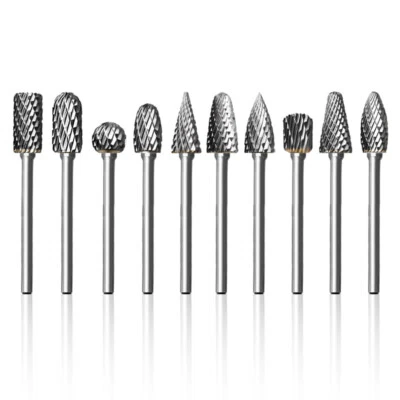 XCAN 10 Stk Hartmetall Frässtifte Set Doppelschnitt Frässtifte 3mm Schaft Für Dremel