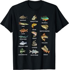 Types Of Freshwater Fish Species Fishing Fisherman Anglers Gifts Unisex T-Shirt