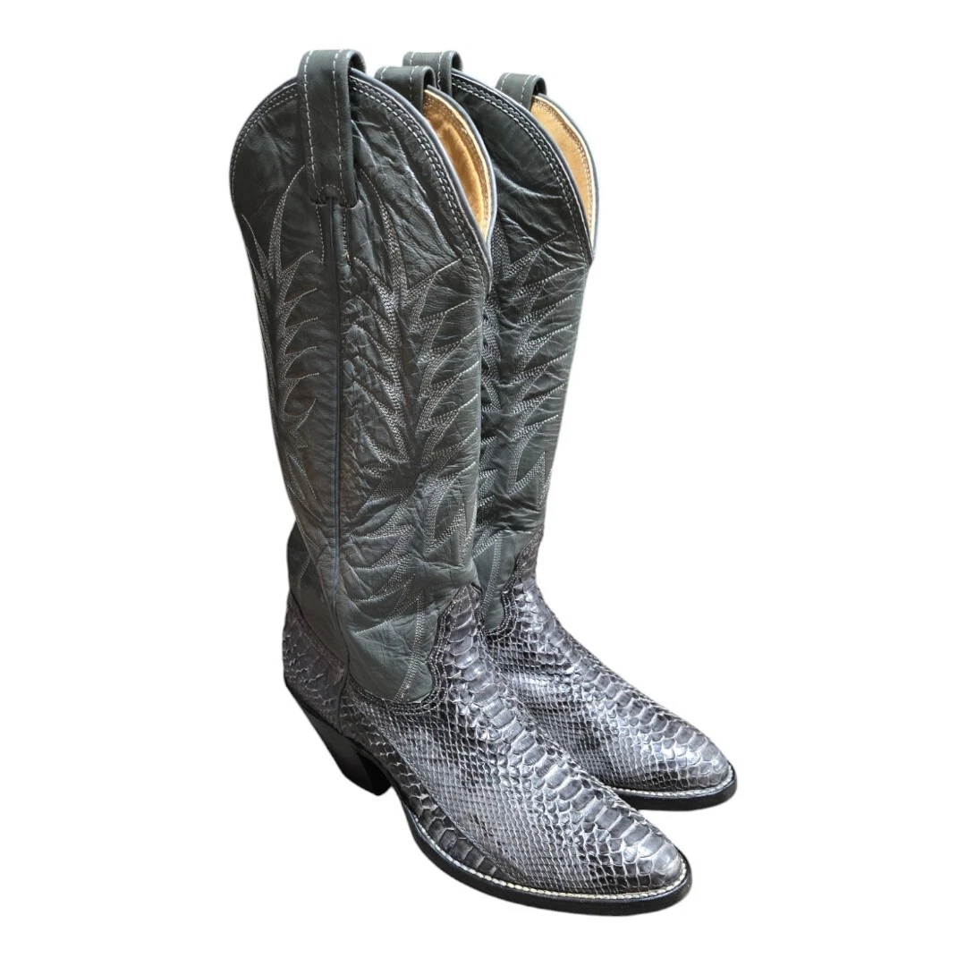 Bottes Western Vintage Nocona Pour Homme – Cuir Gris – Taille US 9D – Fabriquées Aux USA