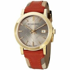 Brand New Burberry BU9016 Haymarket Gold Tone Stainless Steel Women's Watch