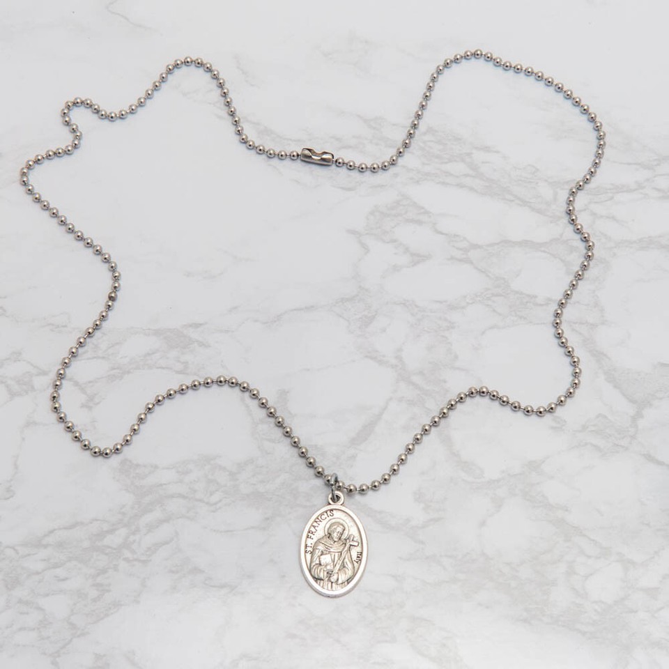 Saint St Francis Of Assisi Pray For Us 1" Medal Pendant Necklace 24 ...
