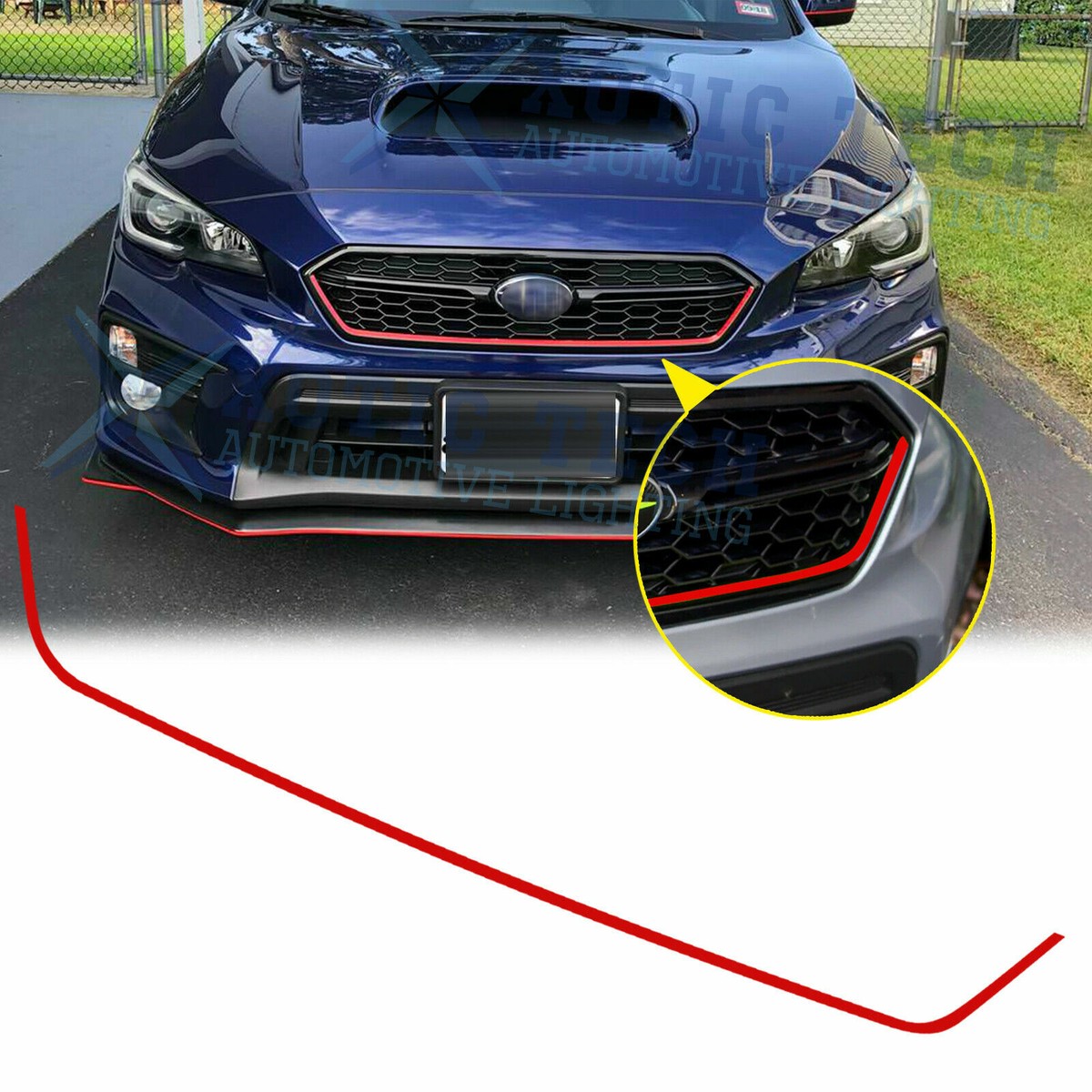 For Subaru WRX STI 2018-2020 Red Trim Front Grille Pinstripe Vinyl