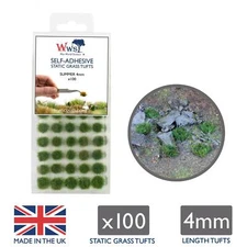 WWS Static Grass Tufts x 100 – Summer, 4mm – Model Railway Wargame Scenery