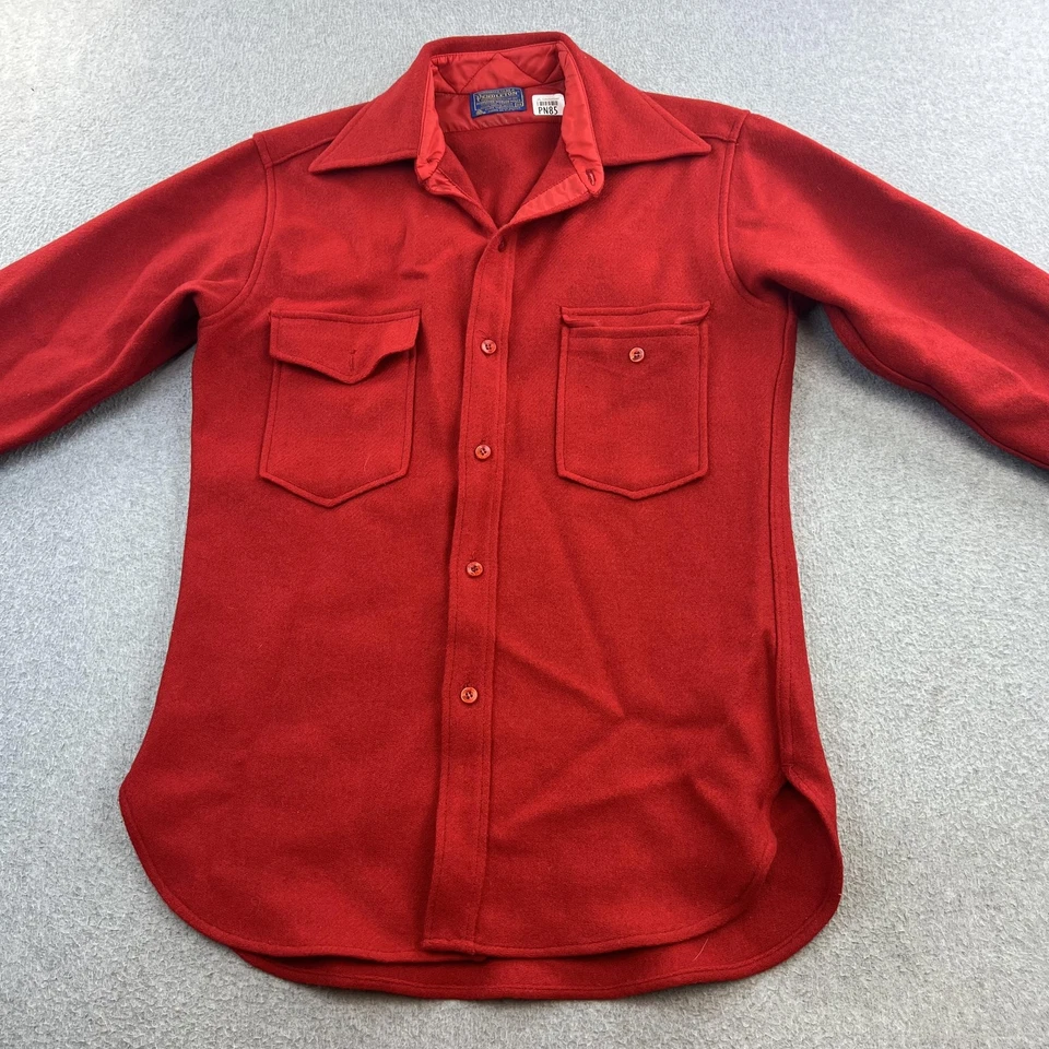 Vintage Pendleton Shirt Mens Medium Red Wool Button Front Outdoors Made USA - Image 2 of 4