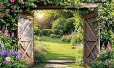 3D Murals for Garden Walls & Fence using Shower Curtains Backdrops Tapestries