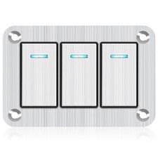 3 Gang Aluminum Rocker Switch Panel - 12V/24V Switch Panel 3 Pin ON/Off Pre-W