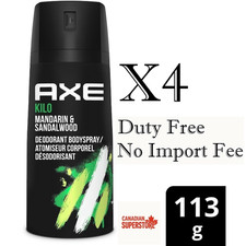 4 x Axe Kilo 4oz Body Spray Mandarin Sandalwood Deodorant Body Spray NO Aluminum