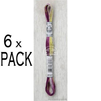 6x DMC Stickgarn Mouline Coloris 517 -4503, 6-fädig, 8m, VPE