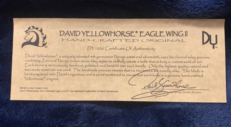 DAVID YELLOWHORSE handcrafted knife #153  jet and red spiny oyster signed - Image 3 of 4