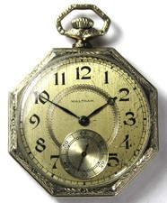 1925 Waltham Grade 210 12s 7j RGP Octagon Pocket Watch - Parts/Repair