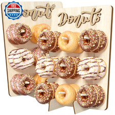 CORTNK Donut Wall Display Stand, 2PCS Wooden Doughnut Holder Display 18 Donuts,
