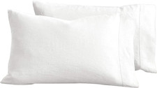 100 French Linen Pillowcases   Set of 2 White - 20"X30" - Standard Size  Coo