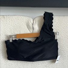 J. Crew Scallop One Shoulder Medium Black Bikini Top