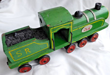 Vintage LARGE  Wooden Toy Train Hand Made 1943 Renovated 1966  Length 18"