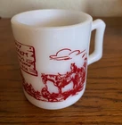 Vtg 1950's   Davy Crockett  Milk Glass Coffee Cup Mug