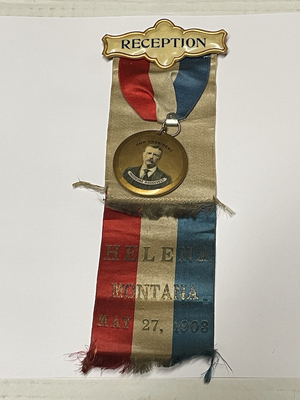 1903 Theodore Roosevelt Presidential Reception Ribbon Tr Political Memorabilia