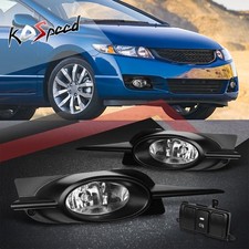 Clear Lens Front Driving Fog Lights Wswitchbezel For 09-11 Honda Civic 2-door