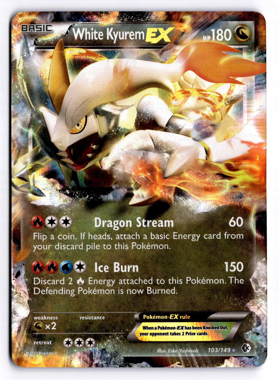 White Kyurem EX Ultra Rare Boundaries Crossed 103/149 NM