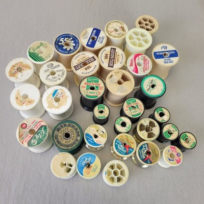 Lot of 33 Vintage Styrofoam & Plastic Thread Spools NO Thread Large & Small