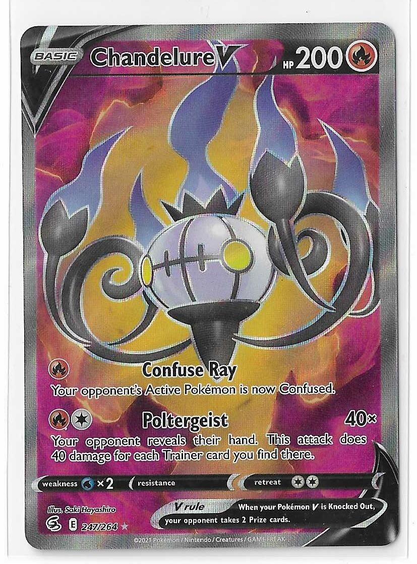 Chandelure V 247/264 2021 Fusion Strike Ultra Rare Full Art Pokemon Card TCG NM